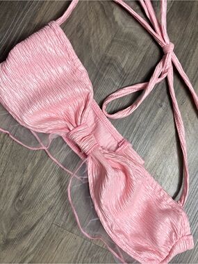 Textured Light Pink Tie-Back Top